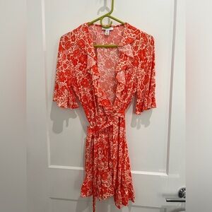 Topshop Orange Mini Tie Up Dress
